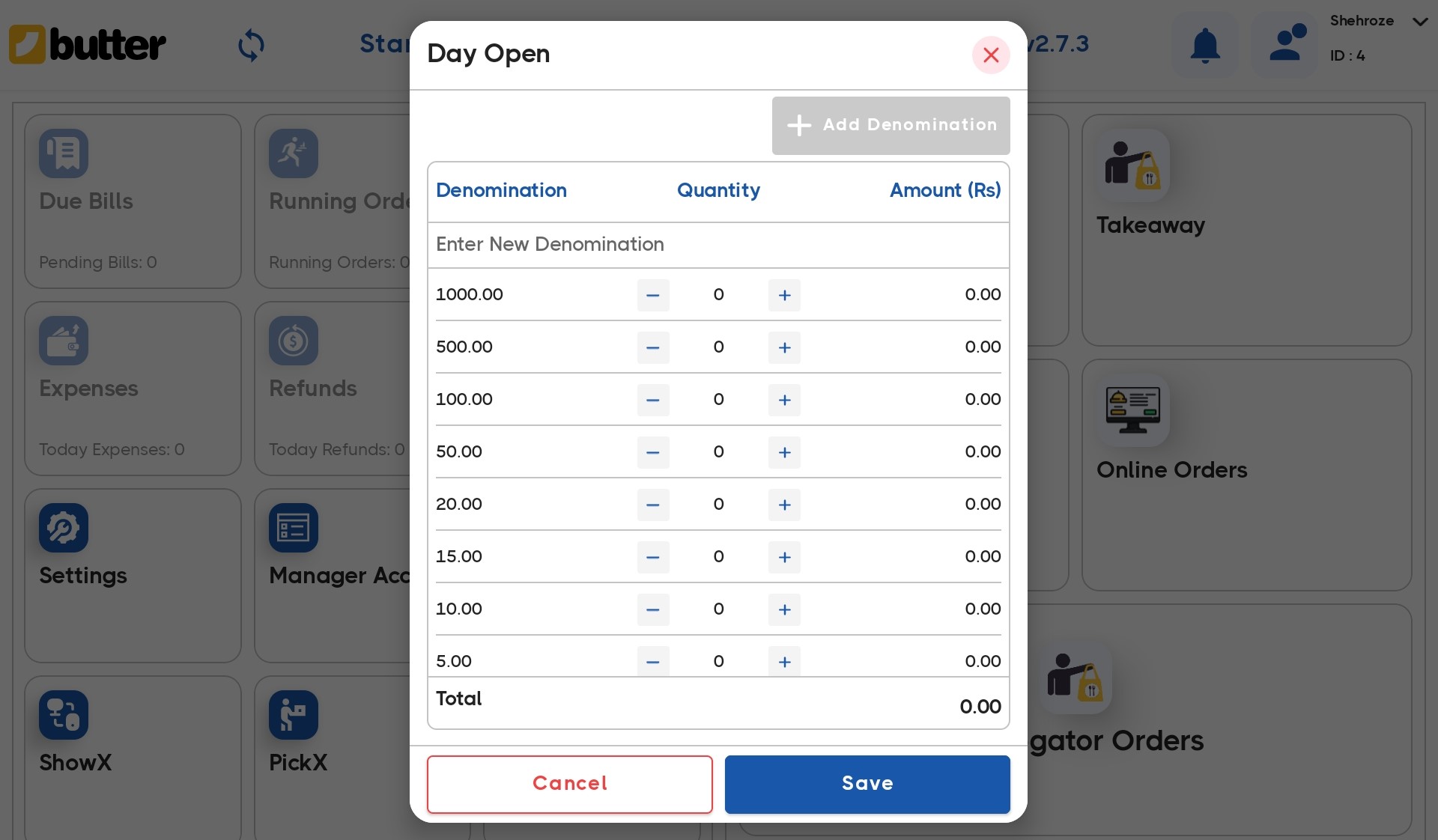 Enter a new denomination