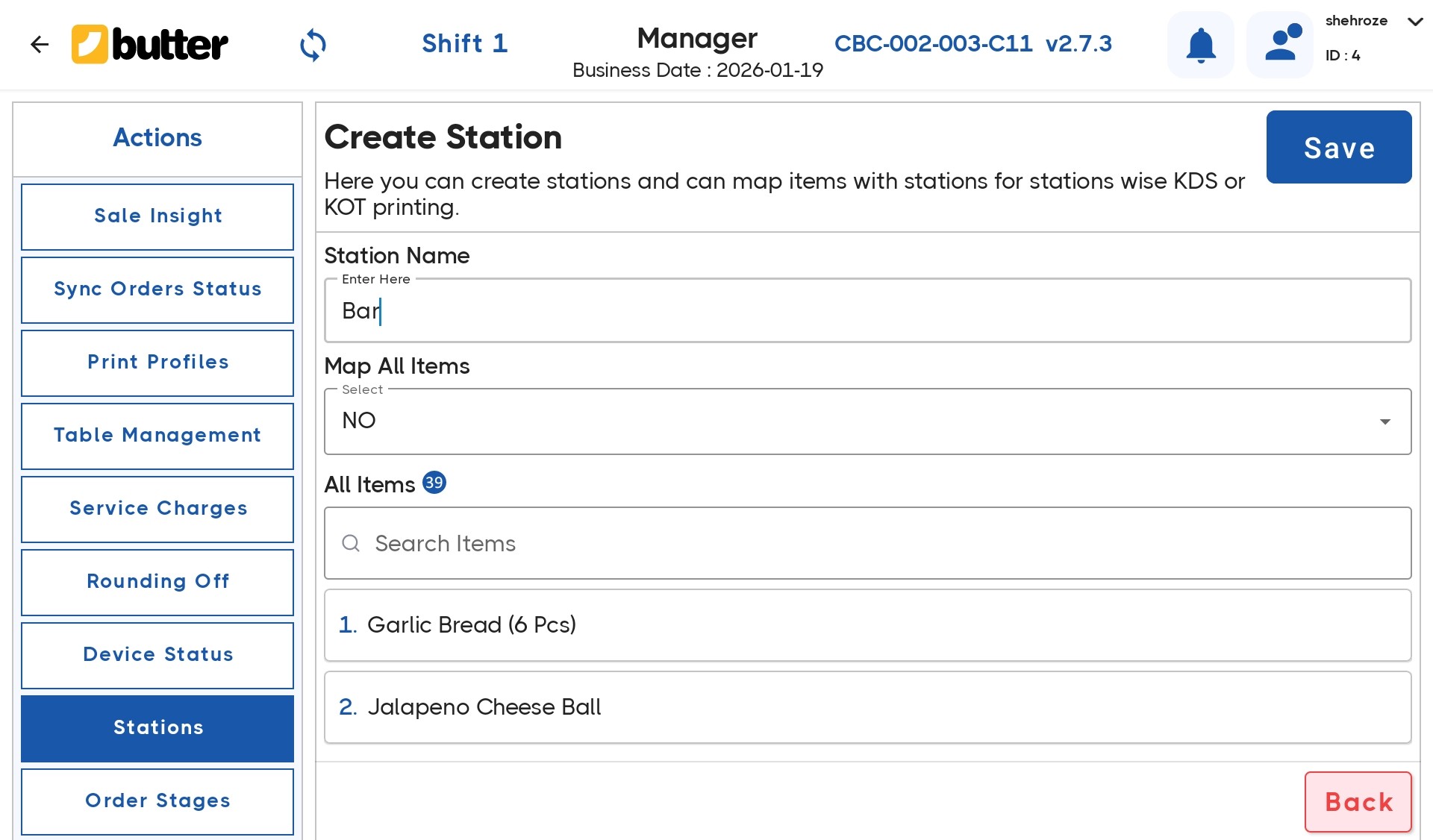 Map items to Station-wise printing