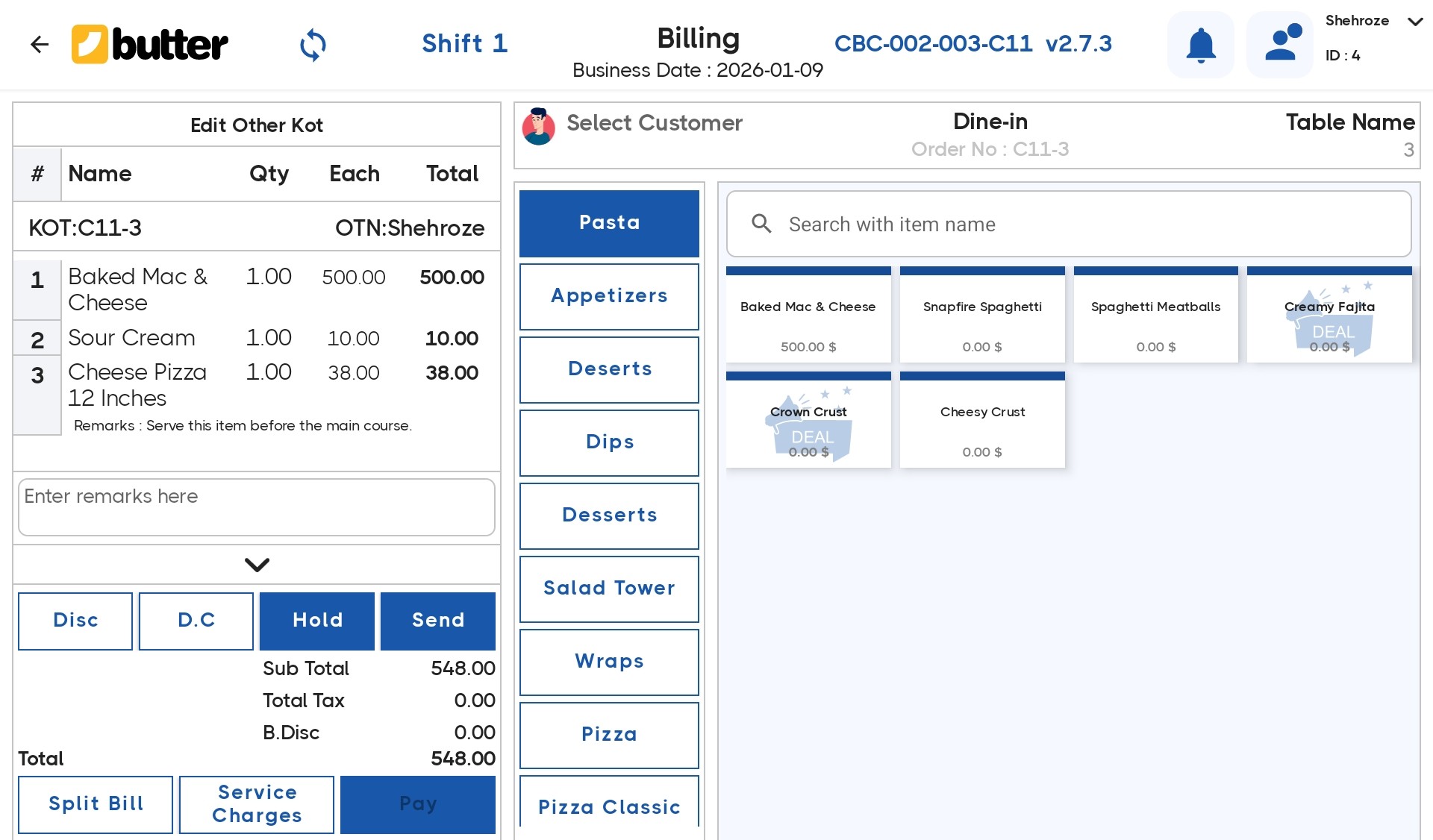 update items in running orders